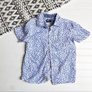 Kids shark patterned button down shirt